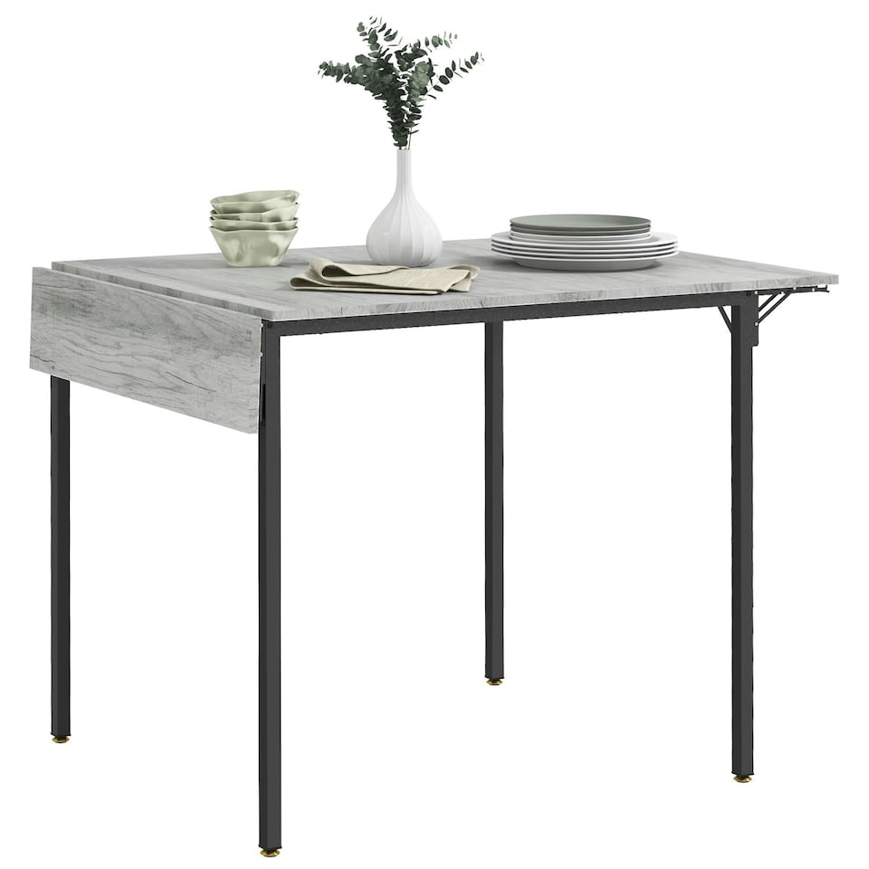 image 1 of HOMCOM Folding Dining Table, Drop Leaf Table for 2-4 People, Grey