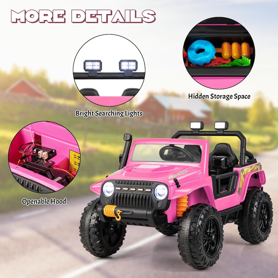 image 1 of COSTWAY 2-Seater Powered Electric UTV Large Kids car Pink