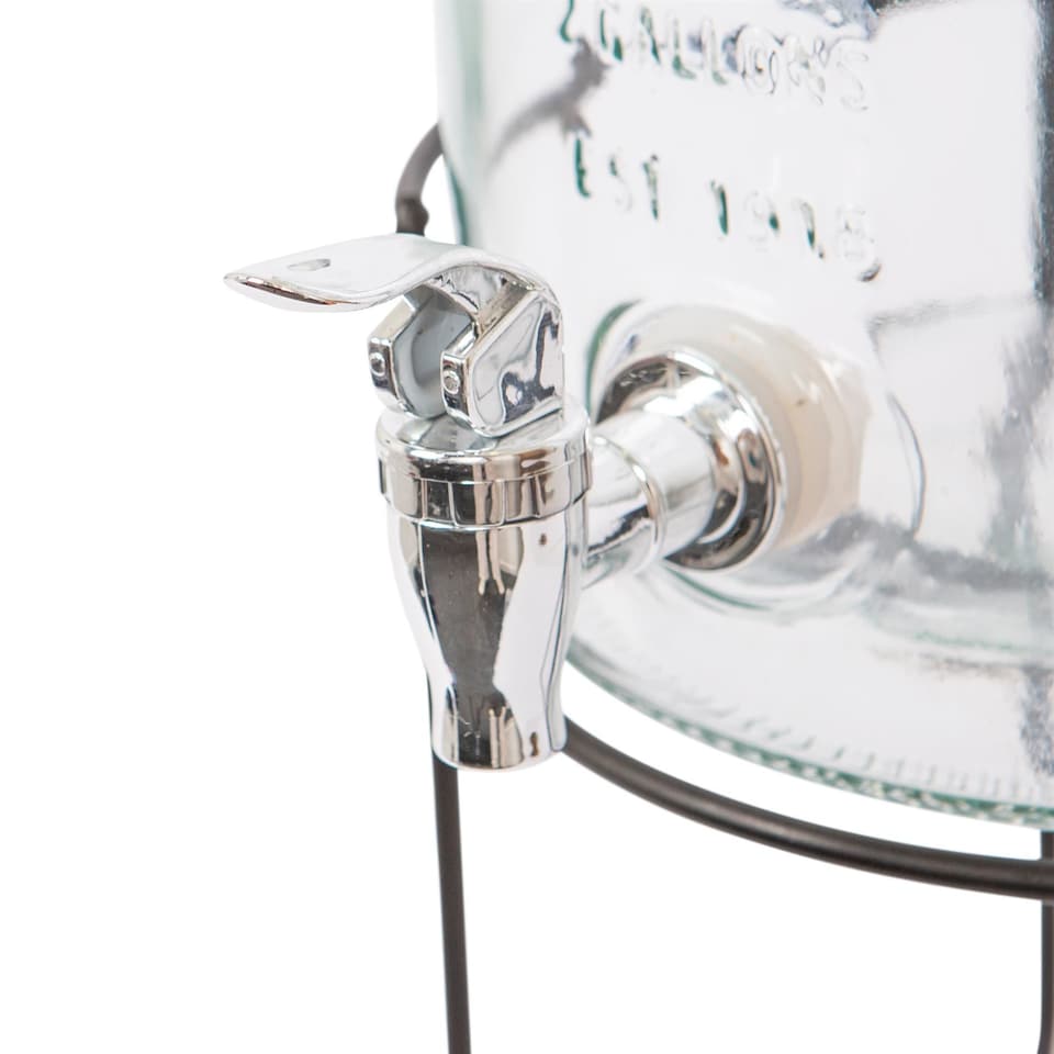 image 1 of Rink Drink Glass Drinks Dispenser with Tap & Silver Bucket Stand - 8.7L