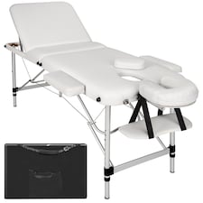 Massage Table - 3-zone bed with aluminium frame, 5cm pad, folding, adjustable | White | white | 1