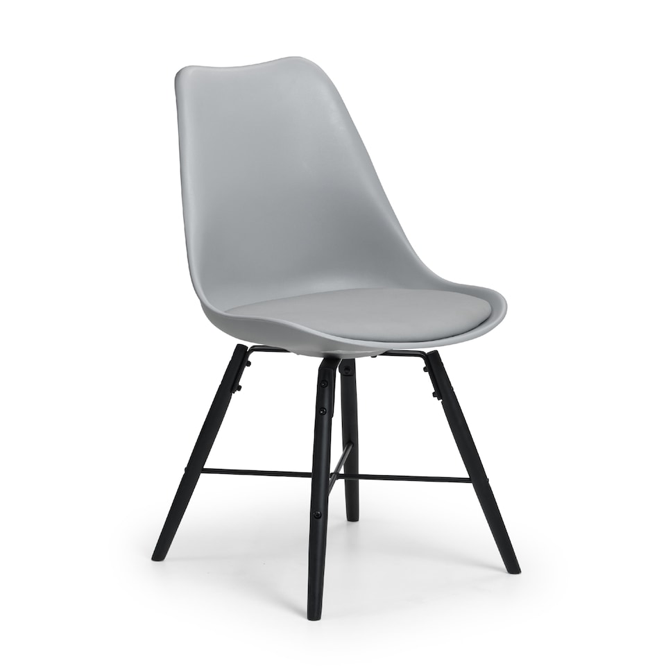 image 1 of Rosedale Elegant Grey Seat & Black Legs Dining Chairs - Set of 2