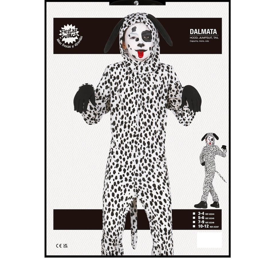 image 1 of Fiestas Guirca Childrens/Kids Puppy Costume Set | White | White/Black | 5-6 years | 1