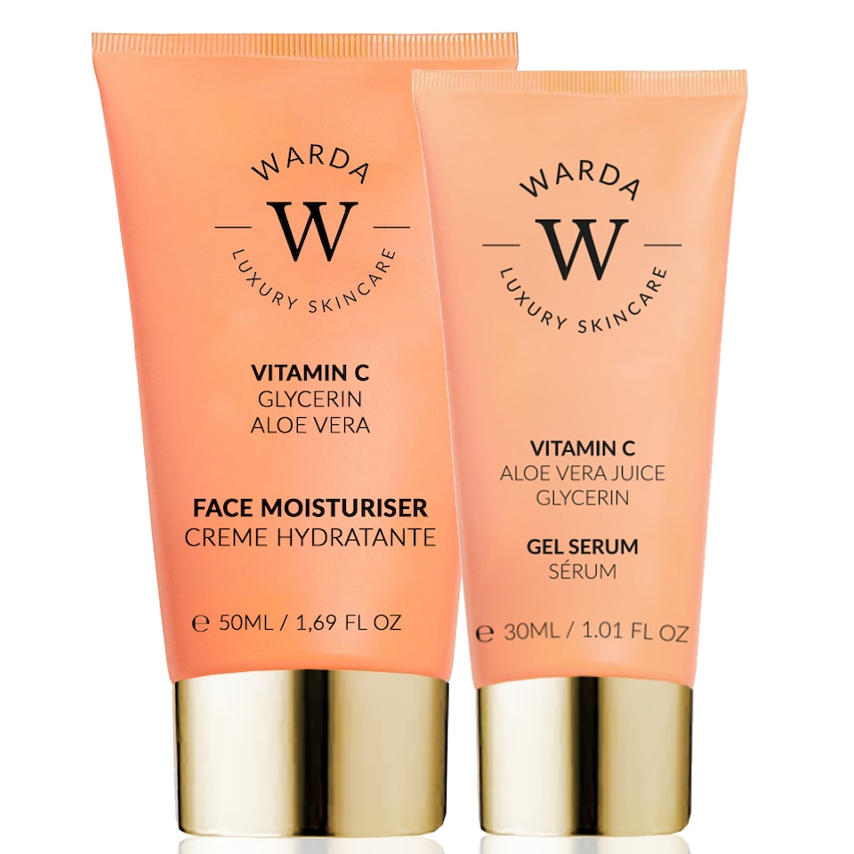 image 1 of Warda Luxury Skincare Skin Glow Boost Vitamin C Moisturiser 50ml + Skin Glow Boost Vitamin C Gel Serum 30ml