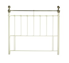 4ft6 Double Ivory Cream Brass Finish,Traditional Antique Victorian Metal Bed Headboard | Cream | 4ft6 Double