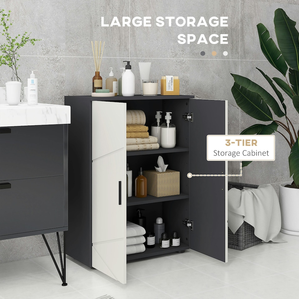 image 1 of kleankin Bathroom Storage Cabinet, Small Bathroom Cabinet with Soft Close Doors