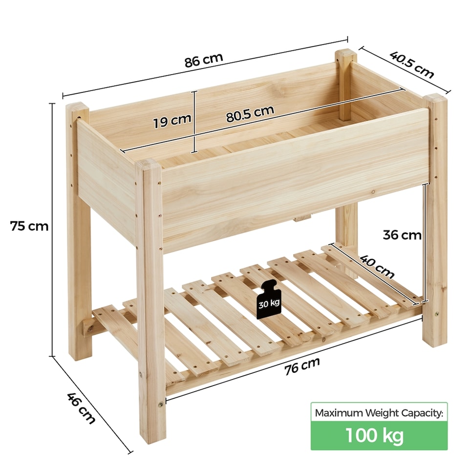 image 1 of Yaheetech 75 cm H Wooden Raised Garden Bed-Wood