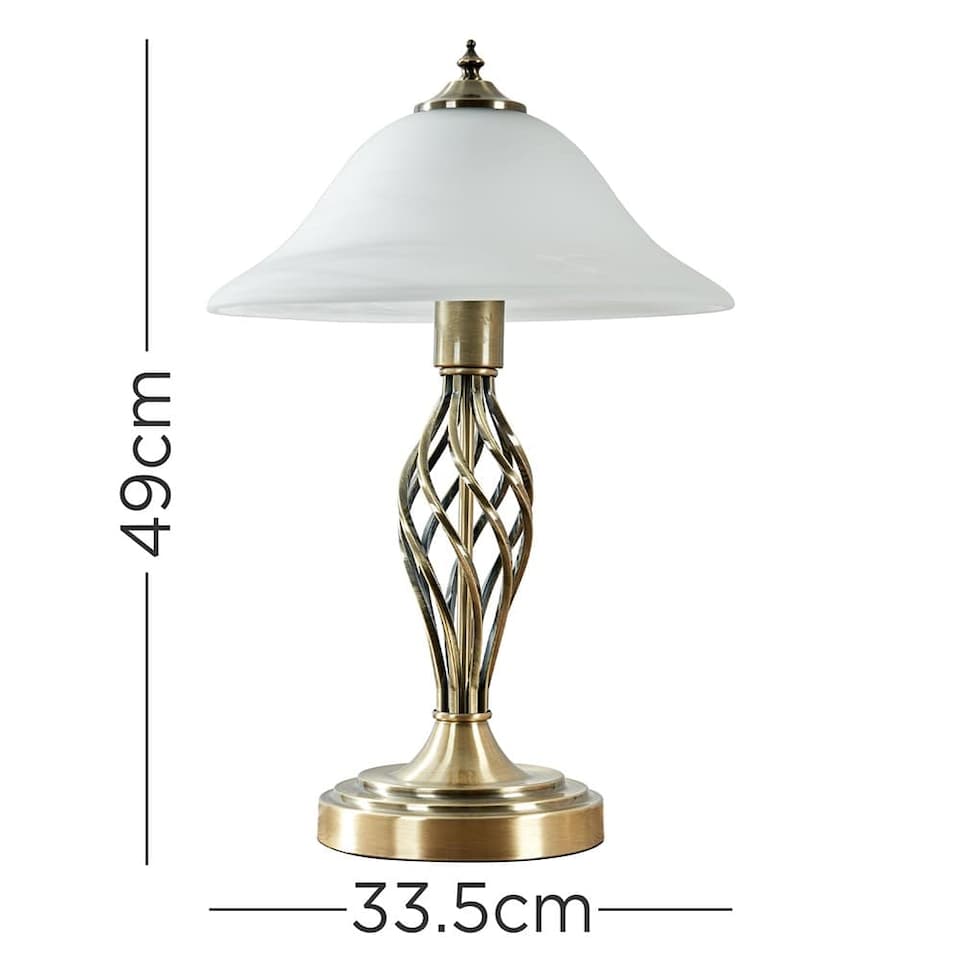 image 1 of ValueLights Memphis Pair Antique Brass Table Lamps Frosted Shades & Bulbs | Gold