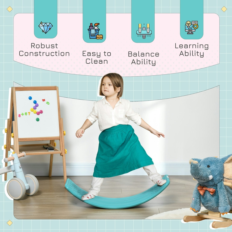 image 1 of ZONEKIZ Balance Board, Kids Wobble board, Montessori Toy for 3-6 Years, Blue Blue | One Size