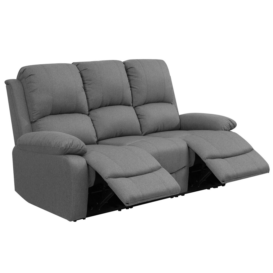 image 1 of Luxury Fabric Reclining Sofa Set With 2-Seater and 3-Seater Sofa In Light Grey