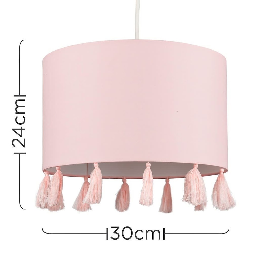image 1 of ValueLights Vivian Pink Drum Ceiling Pendant Shade & Bulb | Pink