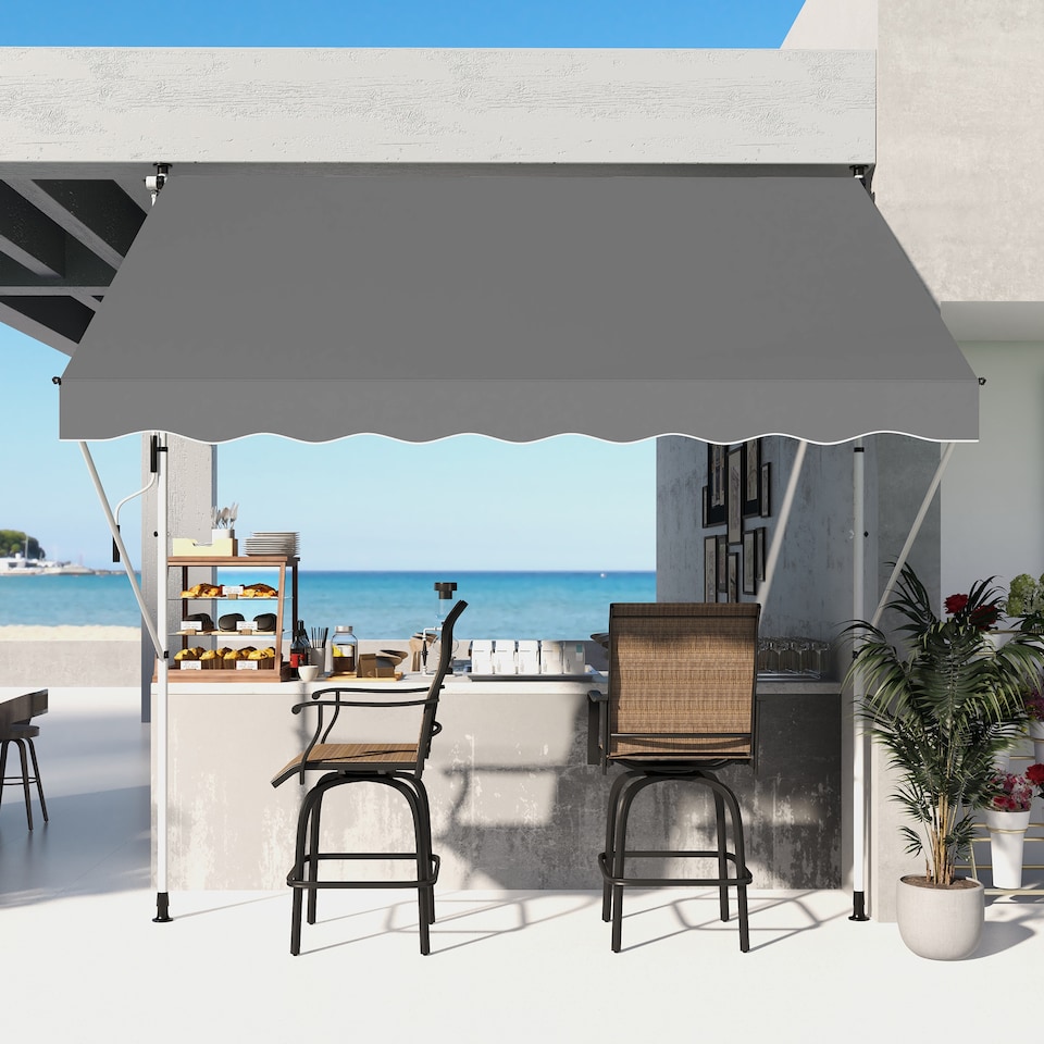 image 1 of Outsunny 3 x 1.5 m Retractable patio Awning Floor-to-ceiling shade, Grey | Grey | 1