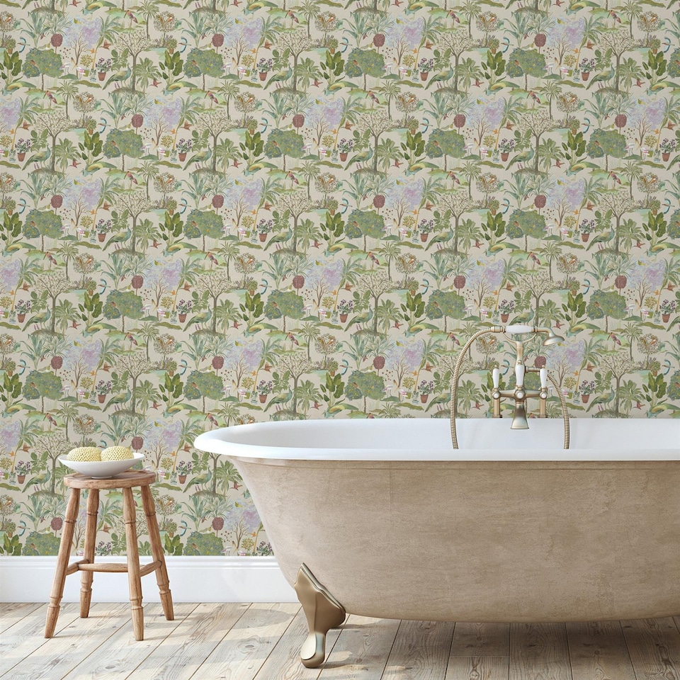 image 1 of Grandeco Exotic Garden Cream Wallpaper Birds Botanical Paste The Paper Exclusive