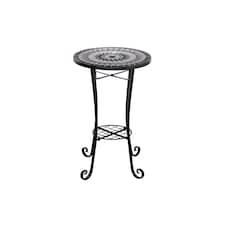 Medina Mosaic Plant Stand Side Table with Ceramic Tile Top for Indoor and Outdoor Use