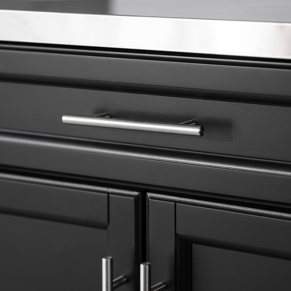 image 1 of SoBuy Kitchen Island Cart on Wheels with Drawer & 2 Doors, Black/Silver, 31.5x18.1x35.4 inches, 21 kg - FKW110-SCH