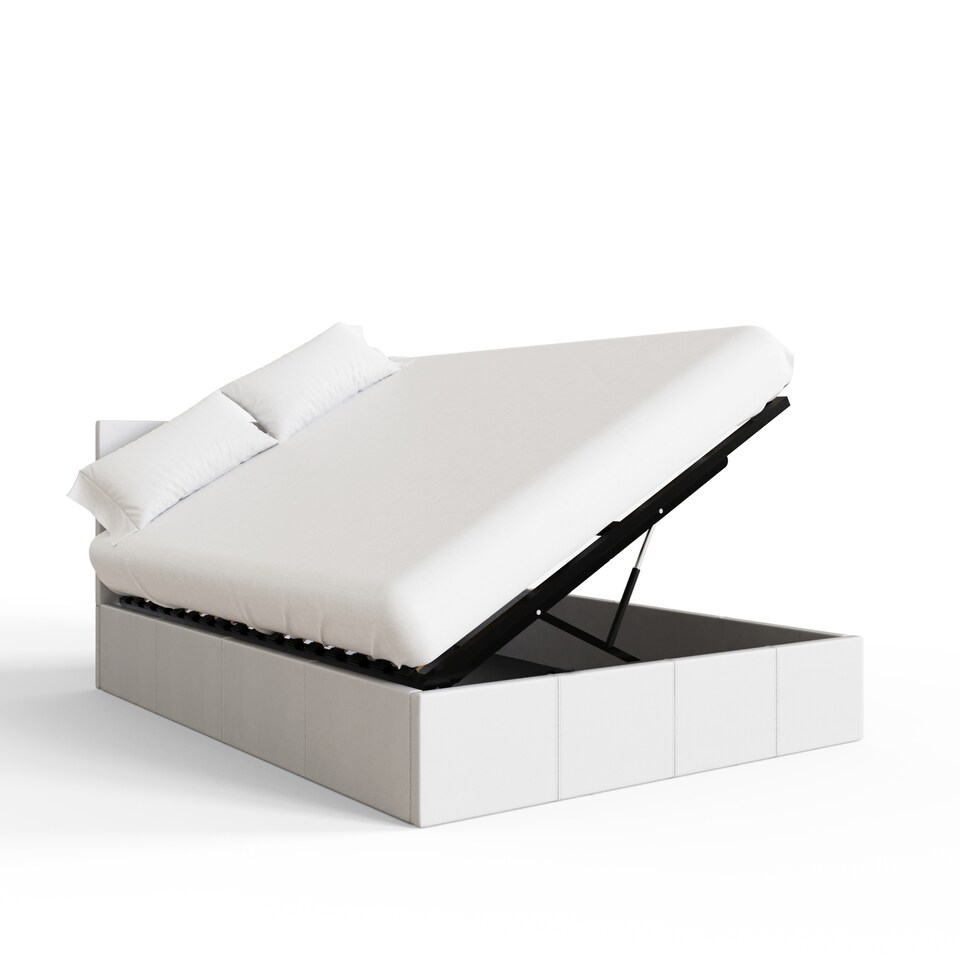 image 1 of Side Lift Ottoman Storage Bed Small Double White | White | White