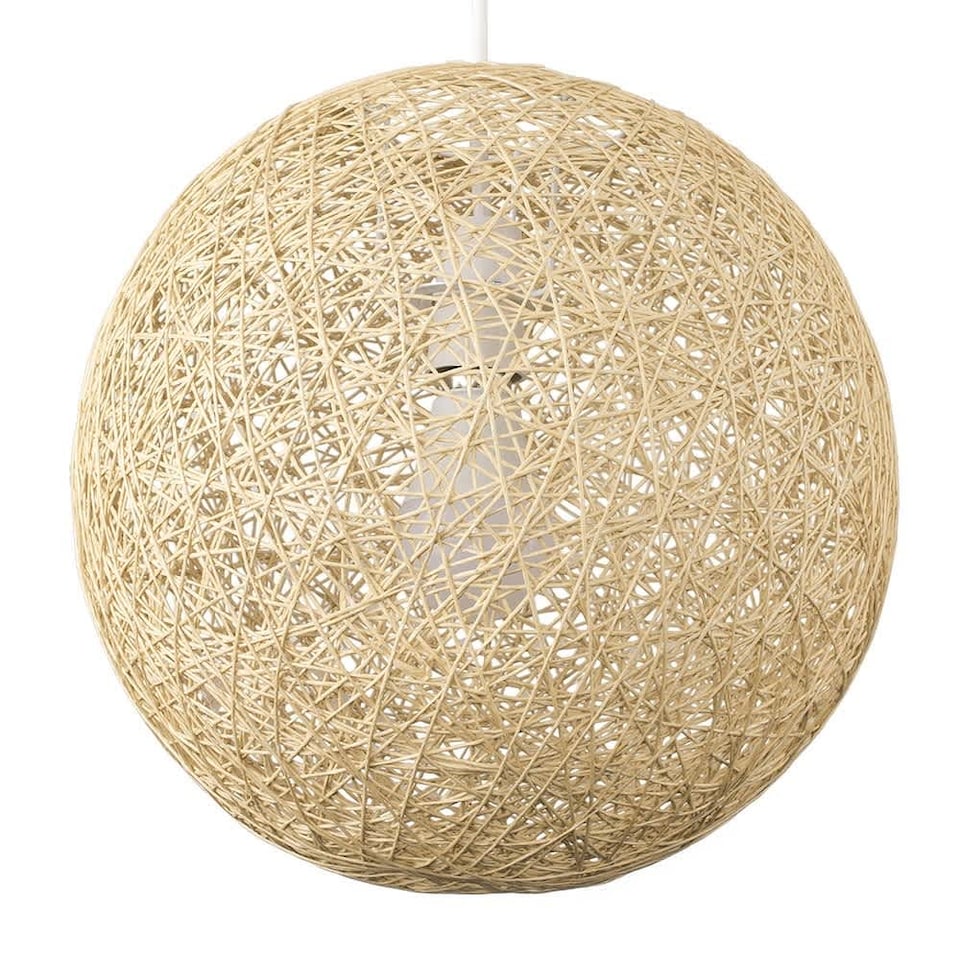 image 1 of ValueLights Bjorn Medium Rattan Wicker Cream Ceiling Pendant Shade | Cream