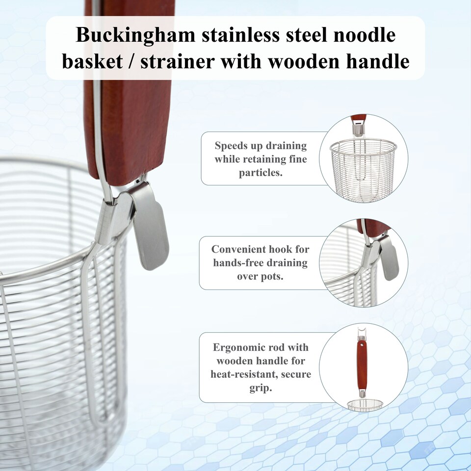 image 1 of Buckingham Stainless Steel Noodle Basket Strainer 12.5 cm