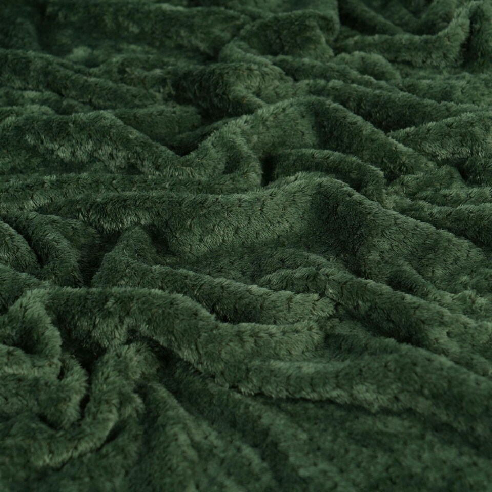 image 1 of OHS Luxury Mink Waffle Blanket, 125x150cm - Forest Green