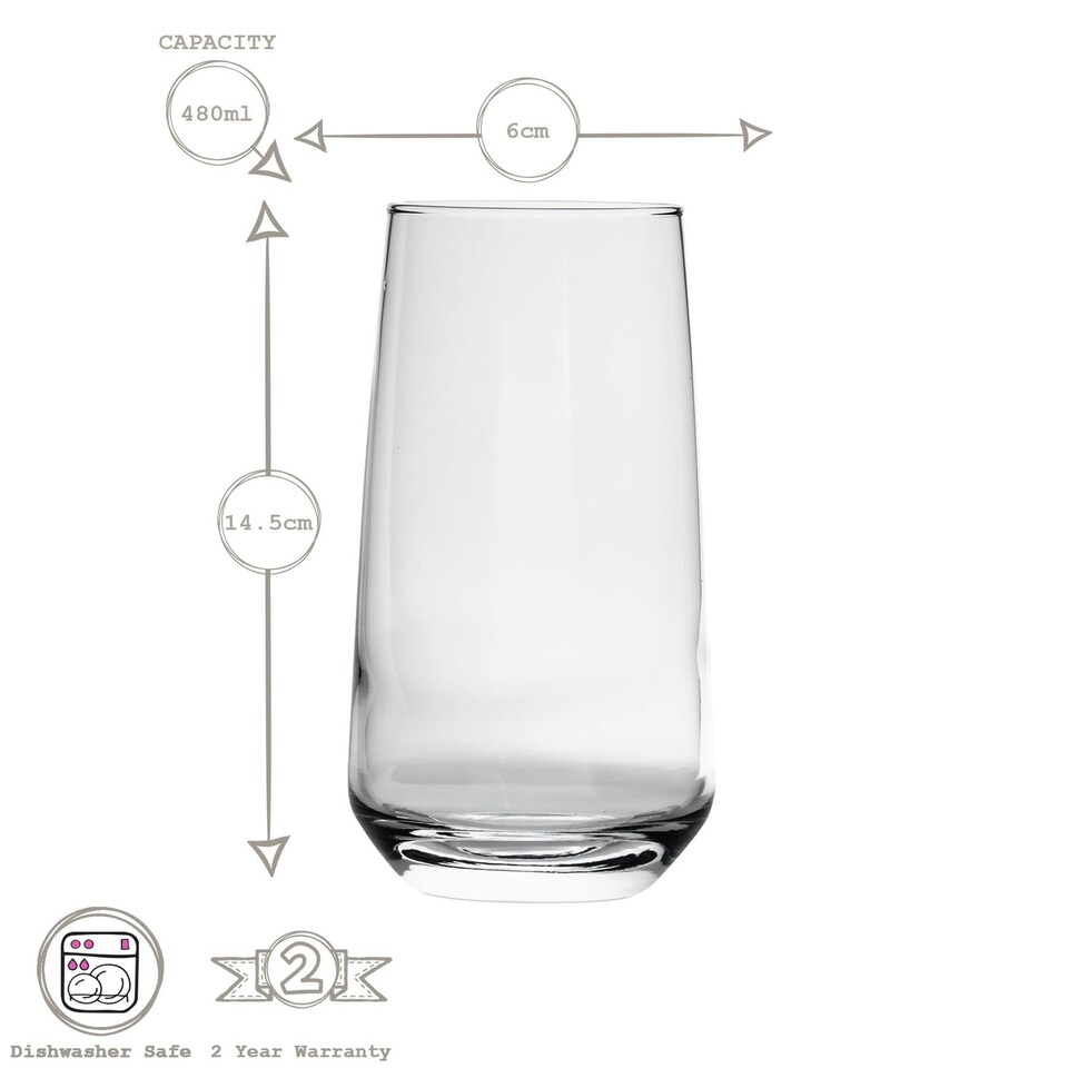 image 1 of LAV Lal Highball Glasses - 480ml - Clear - Pack of 6 Clear