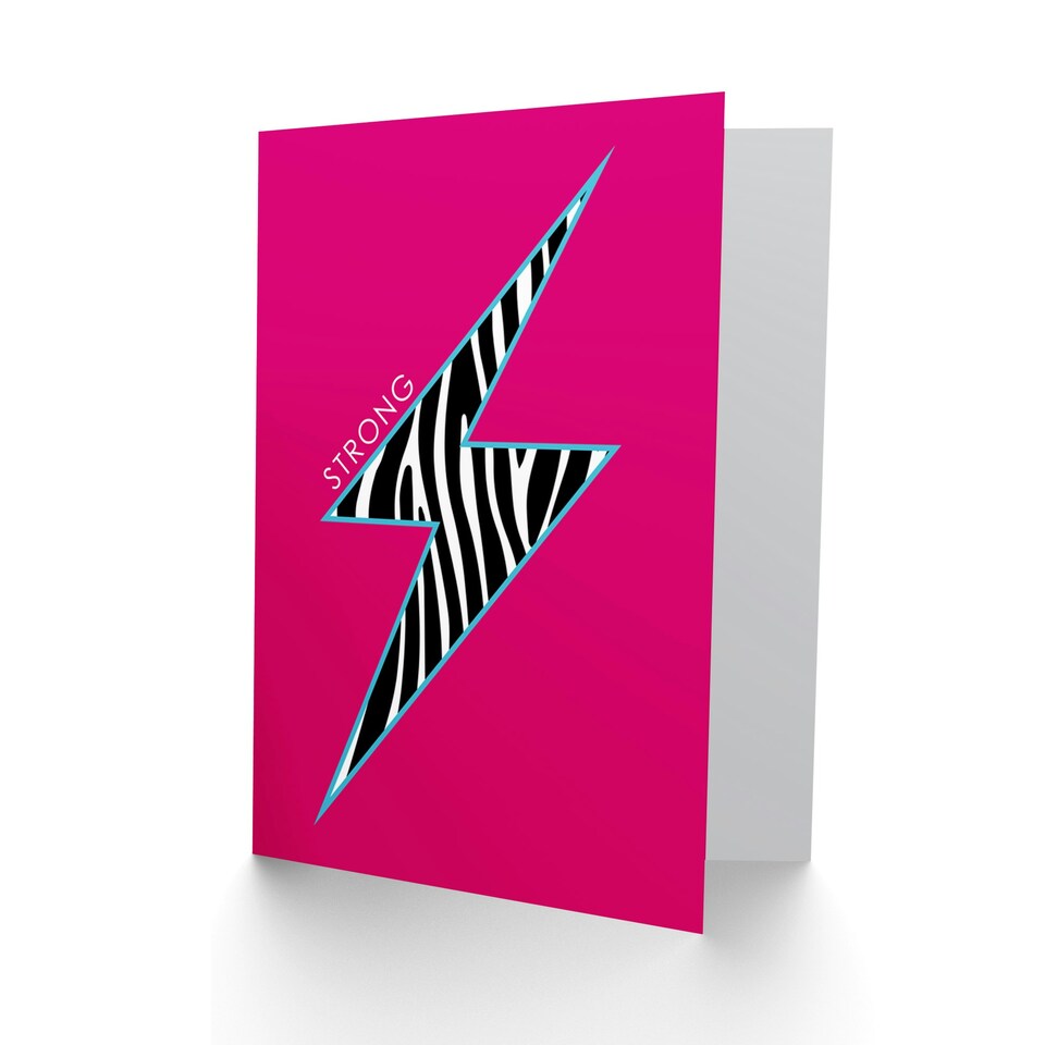 image 1 of Pink Strong Inspirational Motivational Zebra Quote Card