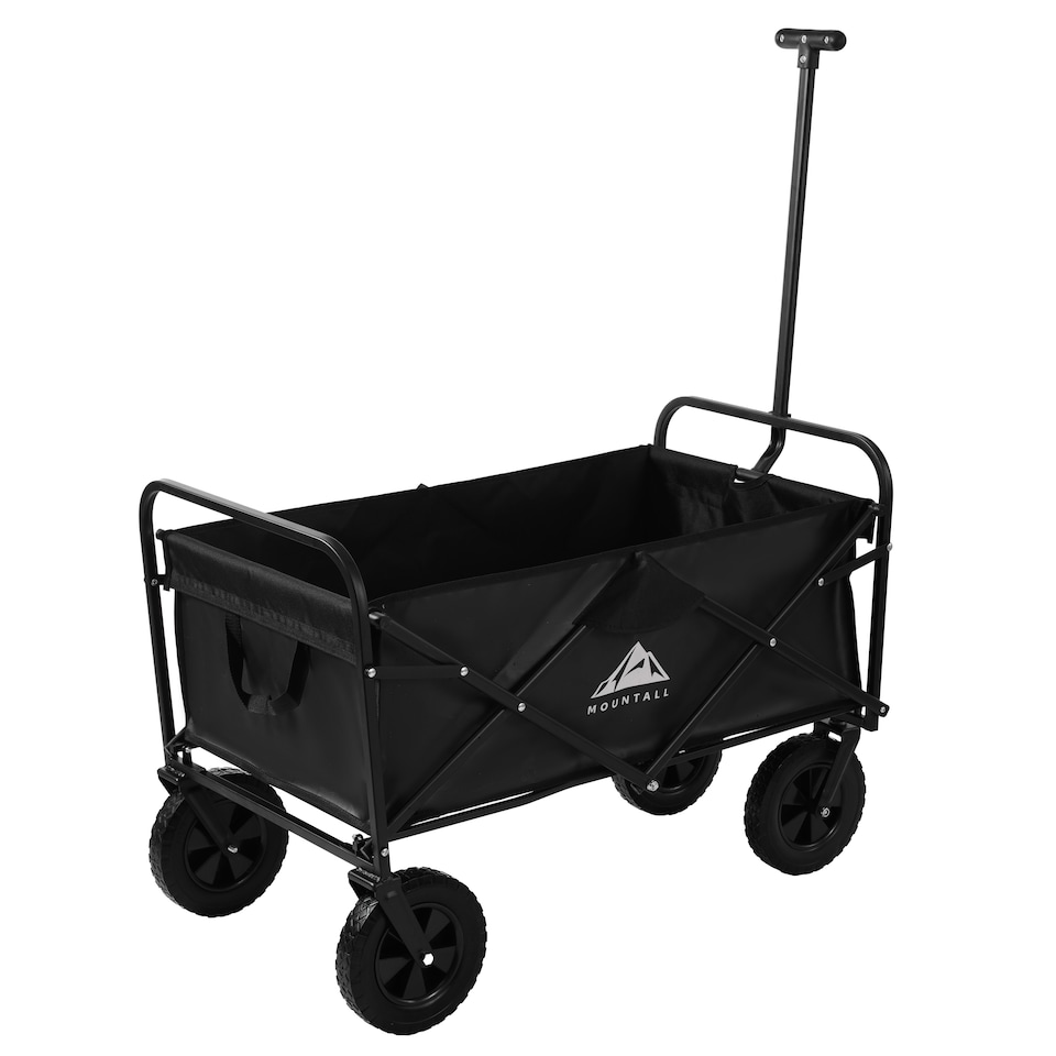 image 1 of Heavy Duty Folding Wagon Cart Garden Trolley Camping Festival Beach Utility Cart Foldable Pull Along Wagon with Wheels