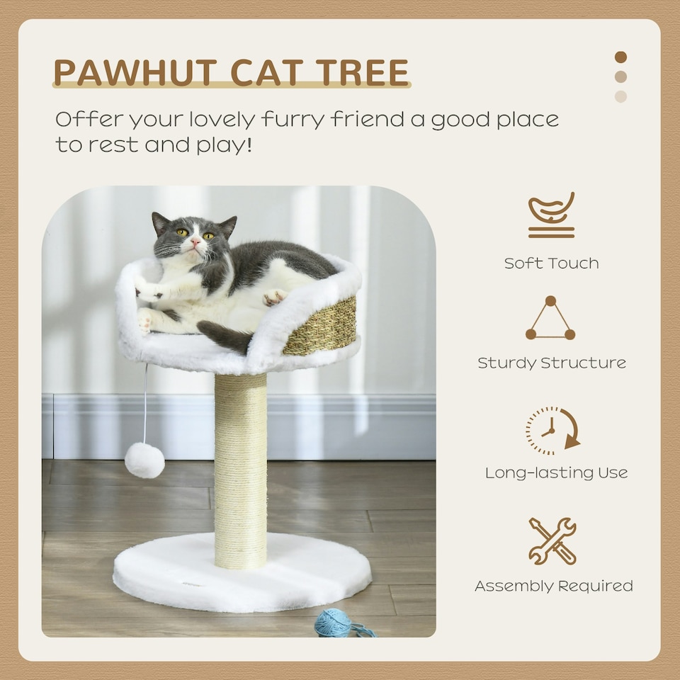 image 1 of PawHut Cat Tree Tower Activity Centre with Scratching Posts White