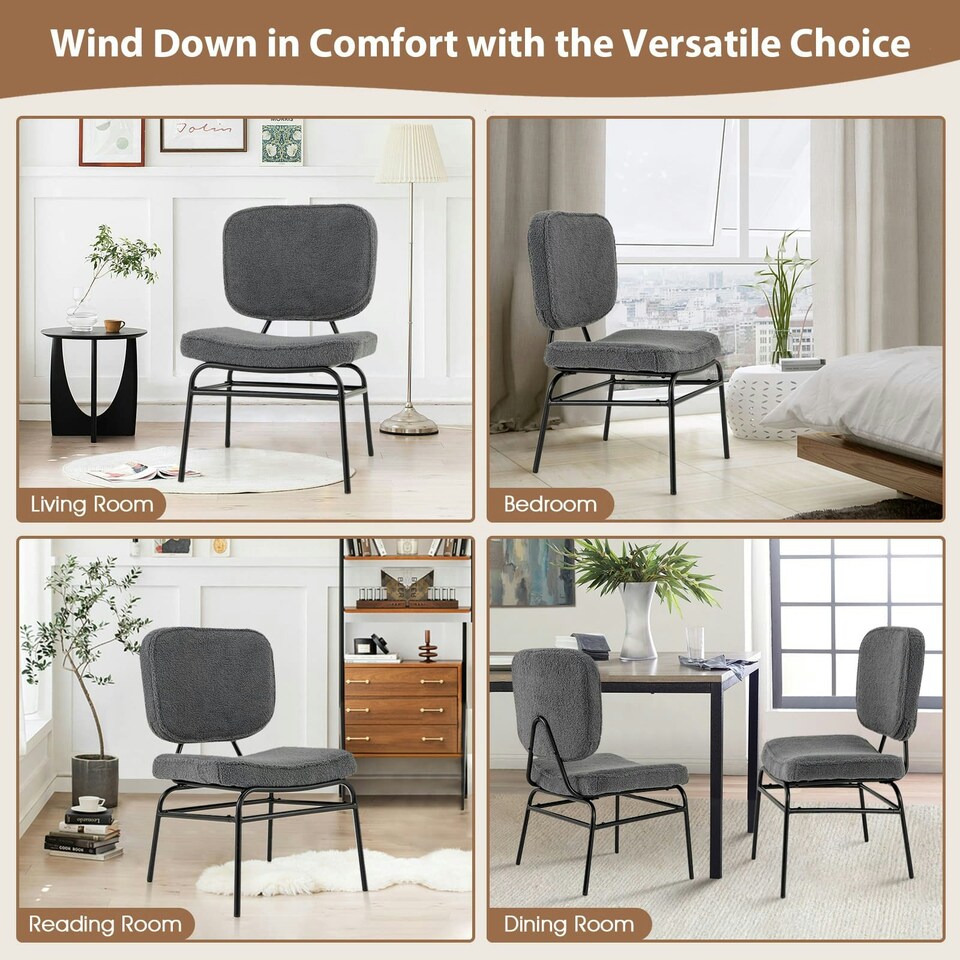 image 1 of COSTWAY Upholstered Accent Chair Reading Chair Grey Grey