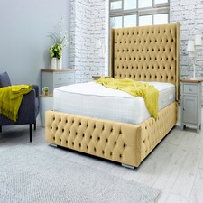 Benito Plush King Bed Frame - Beige
