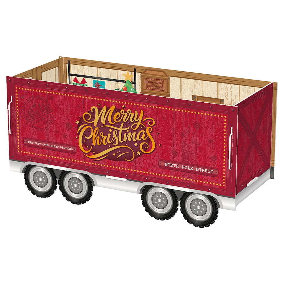 image 1 of Christmas Truck Present Cardboard Gift Holder 82cm