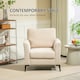 image 5 of HOMCOM Modern Armchair, Upholstered Linen Fabric Accent Chair with Metal Legs, Wood Frame and Thick Padded Cushion for Living Room Bedroom Office, Beige