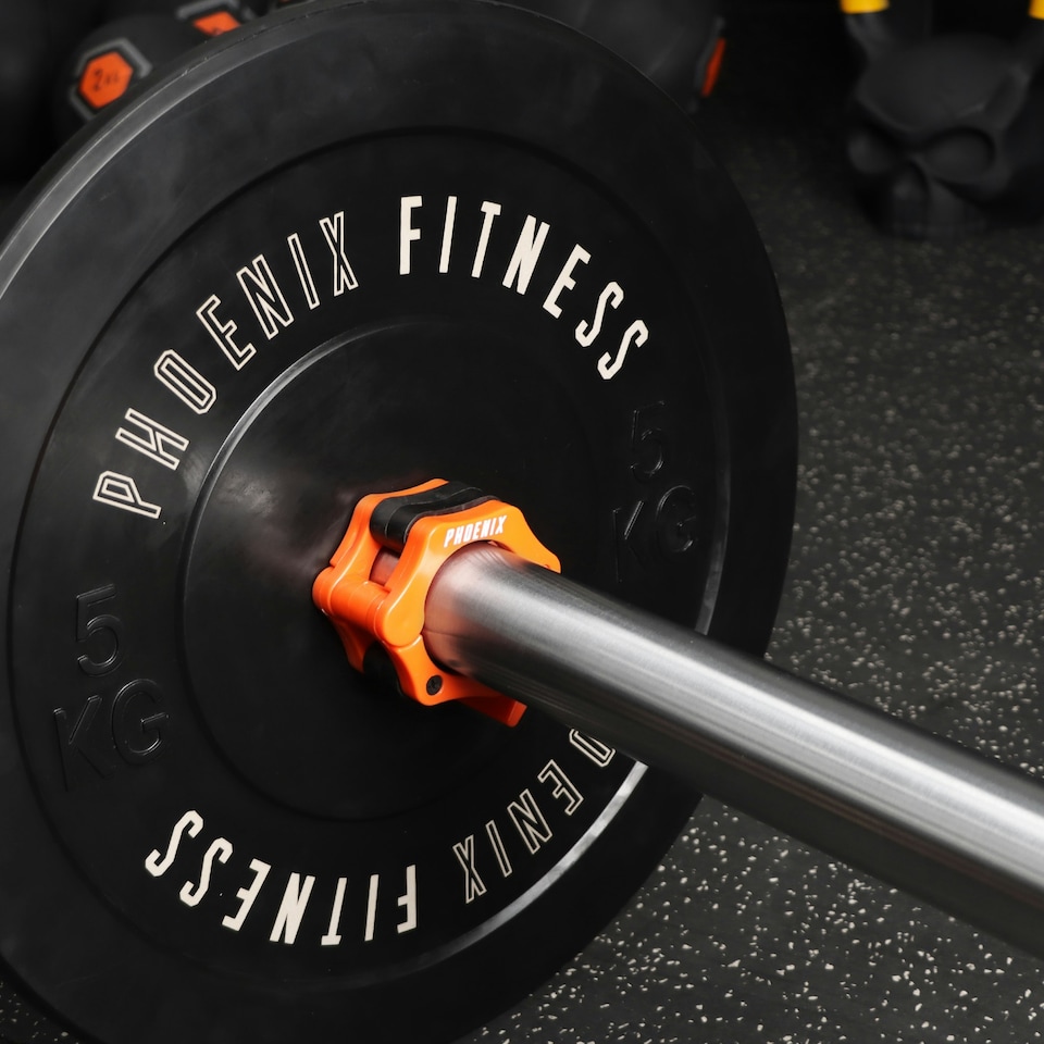 image 1 of Phoenix Fitness Barbell Clamps 2 inch Orange