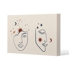 Celestial elements like stars, moon, sun and planets (Canvas Print)