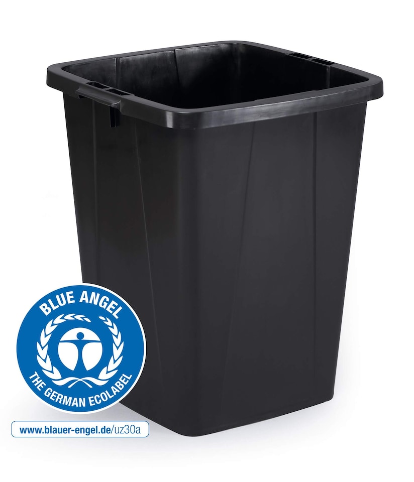 image 1 of Durable 90L Waste Bin Black | Strong Square Recycling Bin | DURABIN | Black