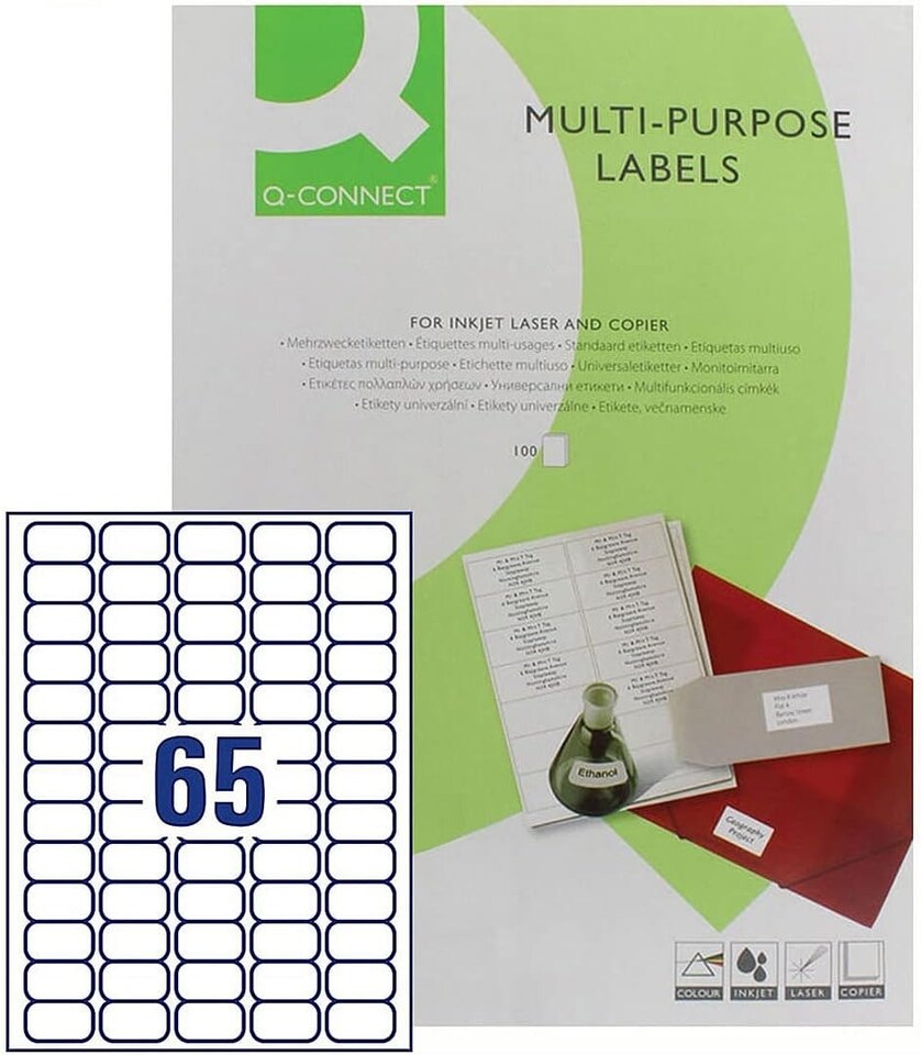 image 1 of Multipurpose Labels 38.1x21.2mm 65 Per Sheet White (Pack of 6500)