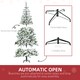 image 6 of HOMCOM 6 Ft Snow Flocked Artificial Christmas Tree mas Pine Tree with Realistic Branches, Auto Open and Steel Base, Green