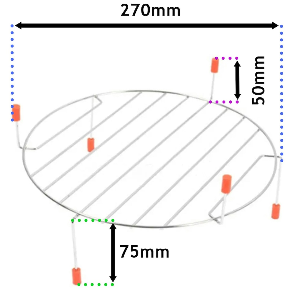 image 1 of SPARES2GO Universal Microwave Grill Shelf Turntable Stand Oven Wire Rack 270mm