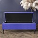 image 2 of 120cm Paris Plain Ottoman Storage Bench -Naples Shoes Bench with Black Turned Wooden Legs - Blue Upholstery Storage Footstool