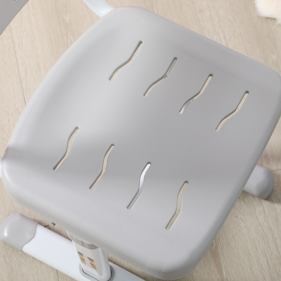 image 1 of HOMCOM Kids Desk and Chair Set Adjustable Tiltable with Drawer Pen Slot Hook | Grey