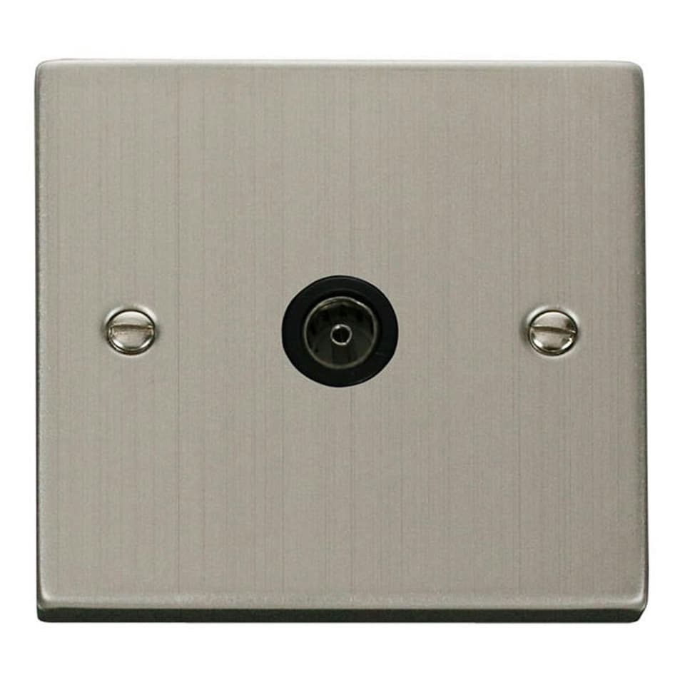 SE HOME Stainless Steel 1 Gang Single Coaxial TV Socket Black | Stainless Steel