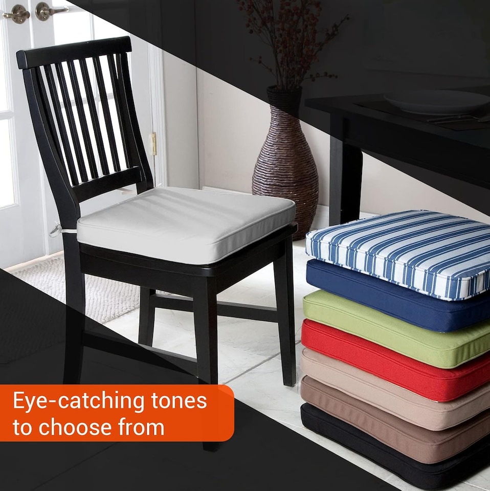 image 1 of Water Resistant Chair Cushions with Ties | Indoor & Outdoor Seat Pads | 44cm x 50cm | Light Grey | (Pack of 1)