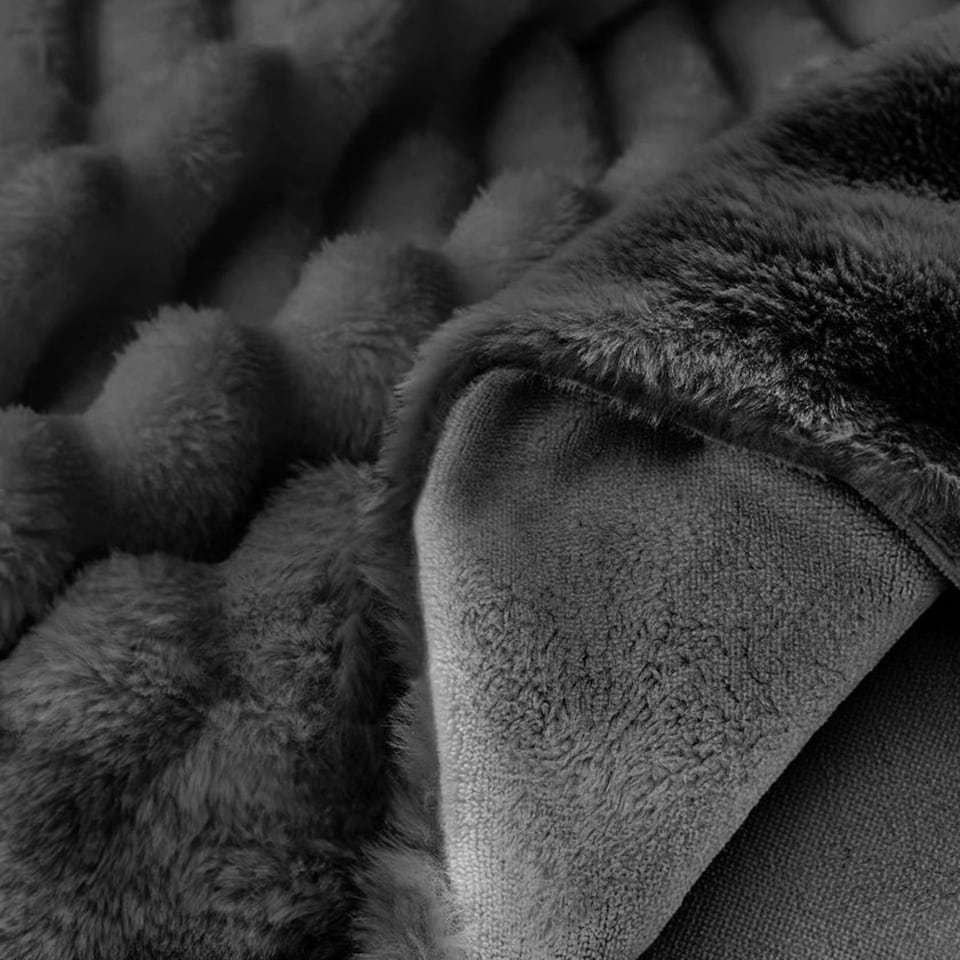 image 1 of Velosso Jumbo Cord Faux Rabbit Fur Duvet Cover and Pillowcase Set
