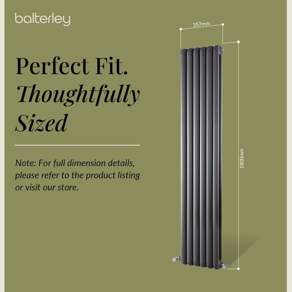 image 1 of Aspire Vertical Double Panel Radiator, 1800mm x 383mm - Anthracite | Grey | Anthracite | 1