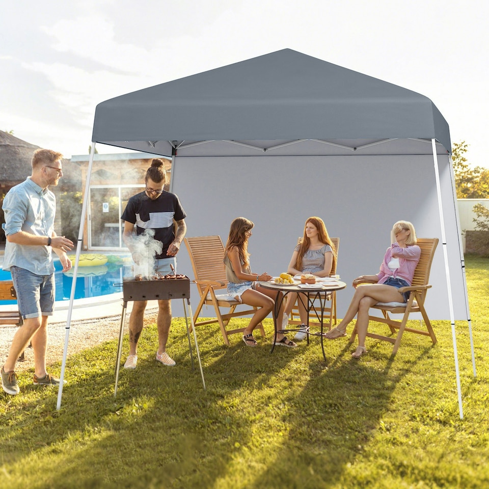 image 1 of COSTWAY 3m x 3m Pop up Canopy Tent Garden Gazebo Grey