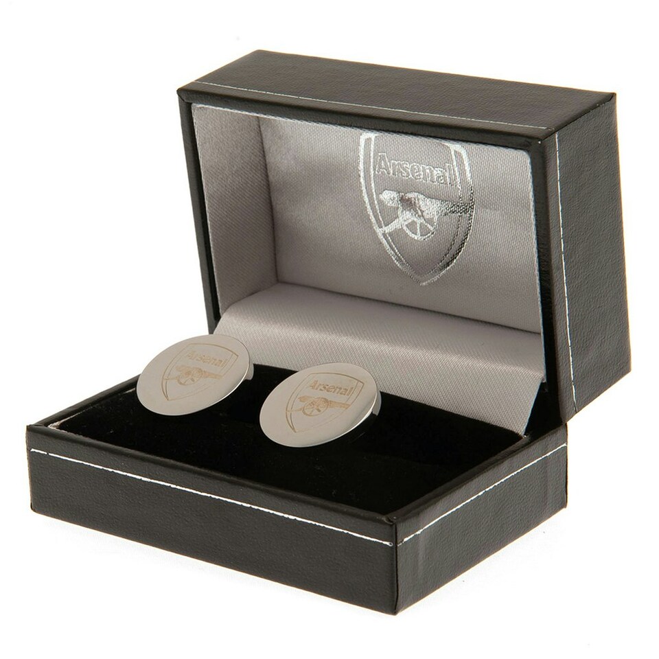 image 1 of Arsenal FC Round Stainless Steel Cufflinks - Silver - One Size
