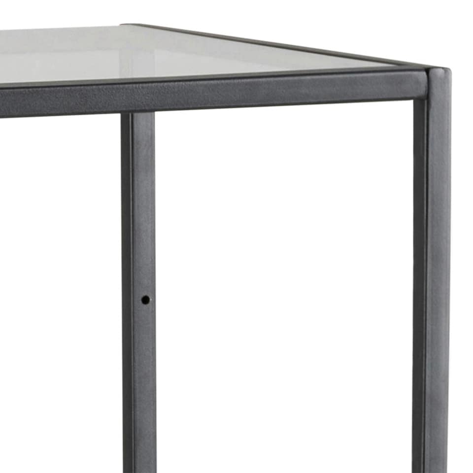 image 1 of Seaford Narrow Black Metal Bookcase with 3 Glass Shelves