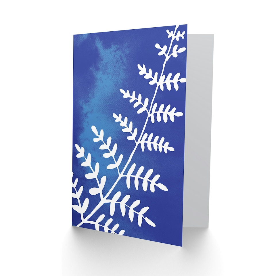 image 1 of Fern Leaves Watercolour Cobalt Art Blank Just to Say Card