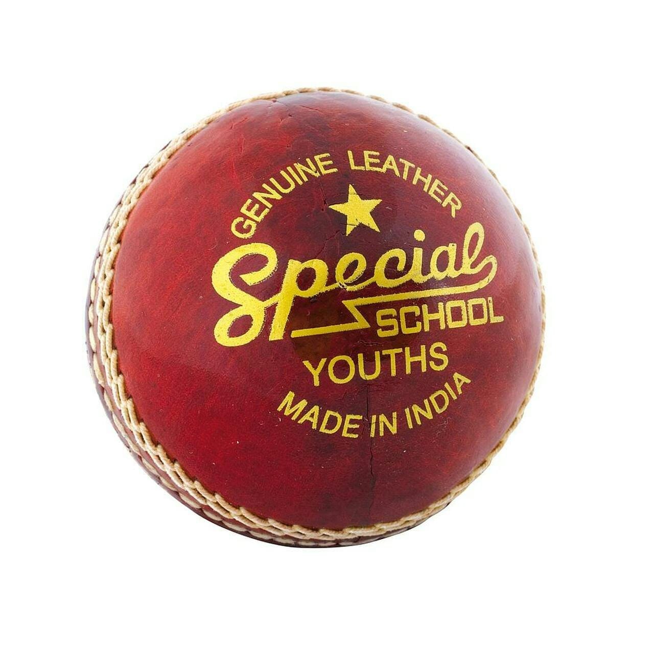 Readers Childrens/Kids Special School Leather Cricket Ball - Red - One Size
