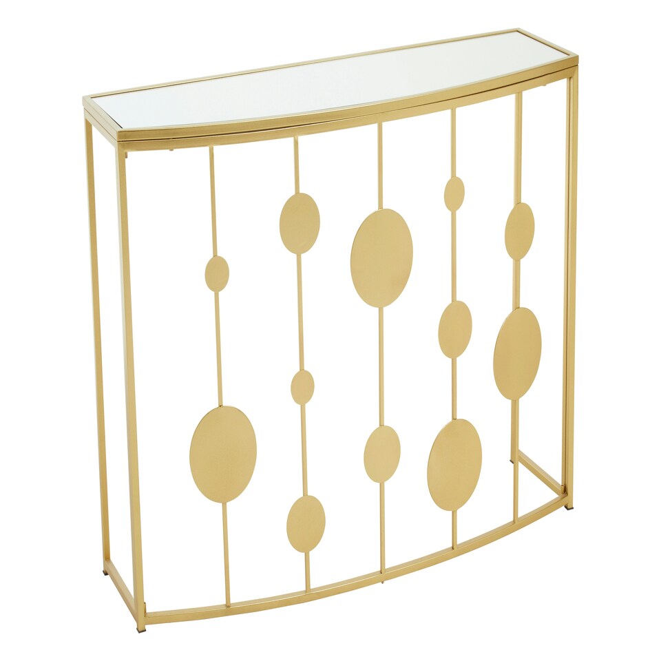 image 1 of Farran Gold Finish Console Table With Mirror Top Gold