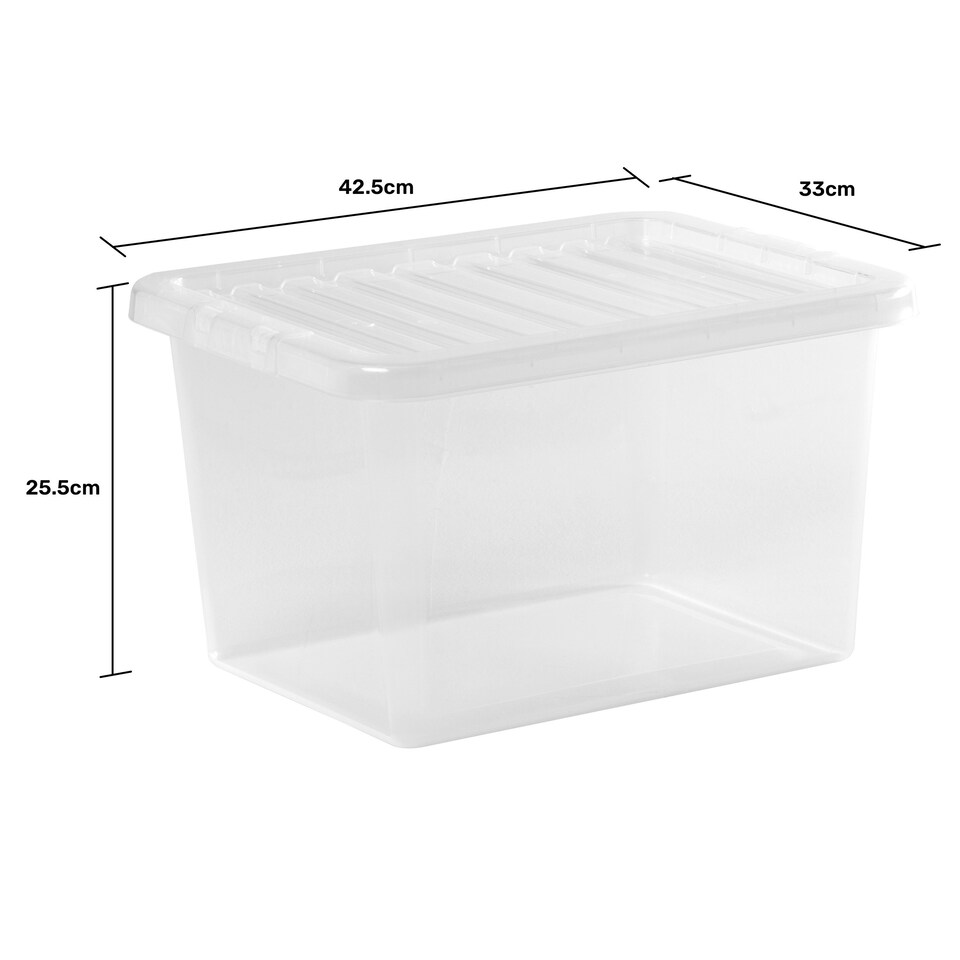 image 1 of Wham Crystal 5 x 25L Stackable Plastic Storage Boxes with Lids Clear Clear