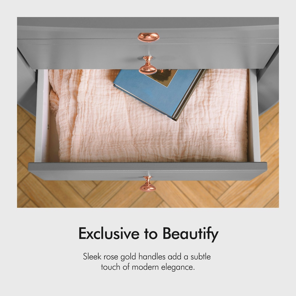 image 1 of BTFY Grey Tall Chest of 5 Drawers with Baroque Design